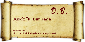Dudák Barbara névjegykártya