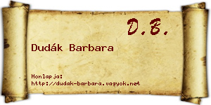 Dudák Barbara névjegykártya